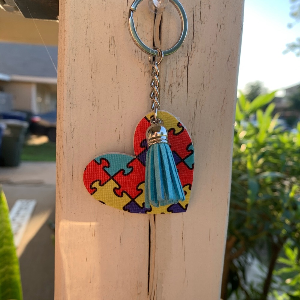 Autism awareness tassel keychain